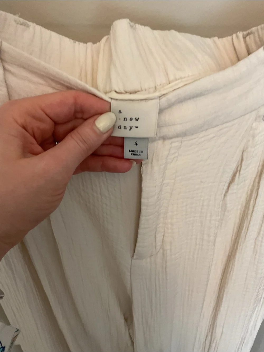 a new day Cream Crinkled High-Rise Wide Leg Pants - Picture 2 of 4